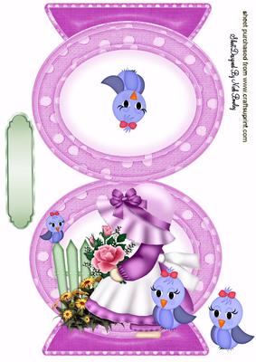 Bonnet Girl in the Garden with Blue Bird Card