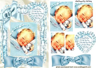 Baby Boy Sleeping, with Big Bow Pyramids