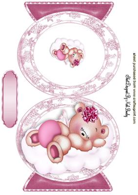 Little Sleeping Angel Bear in Pink on a Cloud
