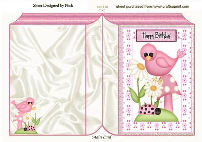 Little Pink Bird in the Garden Folded Book