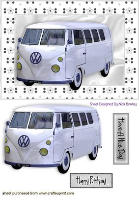 White Volkswagen Vw in Silver Floral Frame