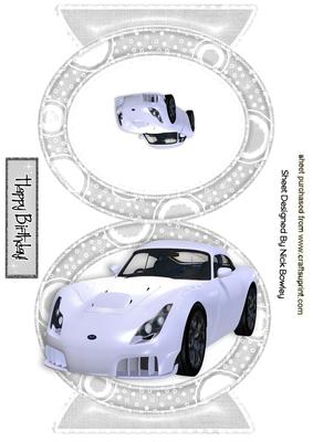 White Sports Car in Quick Card