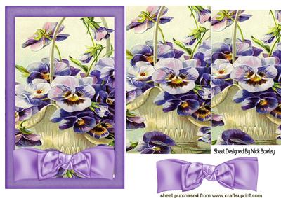 Vintage Lilac Pansies, Pyramids with Bow