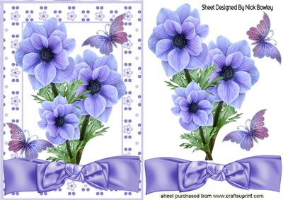 Pretty Blue Flowers with Butterflies & Bow