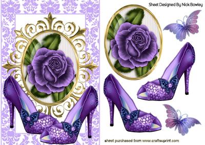 Purple Rose, in Ornate Frame with Shoes