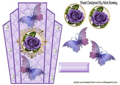 Art Deco Topper with Purple Roses & Butterflies