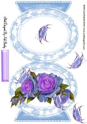 Purple Roses with Butterflies Quick Card