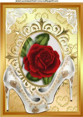 White Ornate Shoes, with Red Rose A4