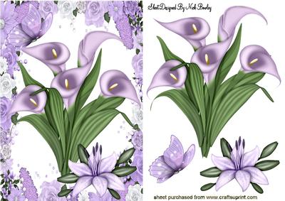 Lavender Lilies with Butterflies