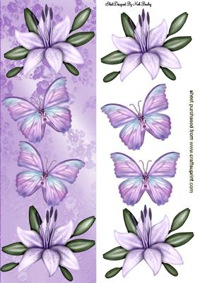 Lavender Lilies with Butterflies Tall Dl