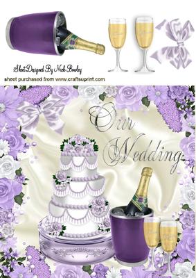 Our Wedding with Lilac Wedding Cake and Champagne 8x8