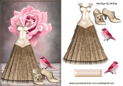 Pretty Vintage Dress with Little Bird & Shoes