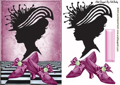 Silhouette of a Vintage Lady with Shoes
