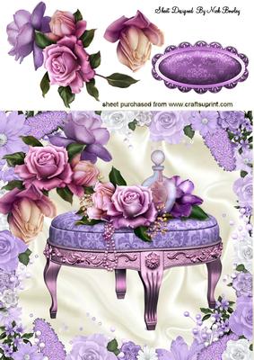 Roses & Perfume with Ornate Floral Chair 8x8