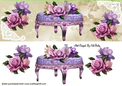Pretty Chair with Roses in Pink & Purple Dl