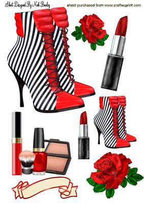 Lovely Red Stripe Boots with Makeup A4