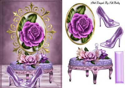Pink Roses, with Pink Sparkle Shoes with Chair