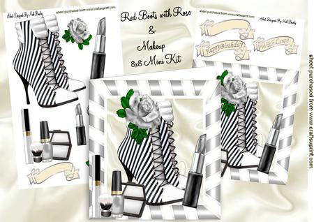 Silver Stripe Boots with Makeup 8x8 Mini Kit