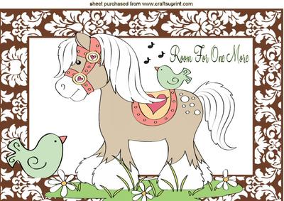 Room for One More! Cute Horse & Birds A4