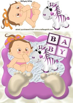 Happy Baby Girl! with Her Cuddly Friend 8x8