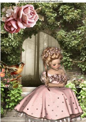 My Secret Garden with Little Girl Sitting A4
