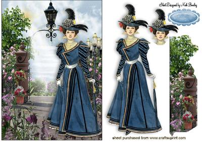 Elegant Vintage Lady in a Flower Garden