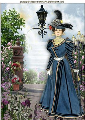 Elegant Vintage Lady in a Flower Garden A4