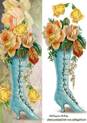 Vintage Boot with Roses Tall Dl