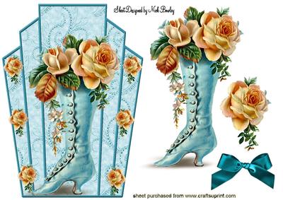 Roses with Vintage Boot Art Deco Topper