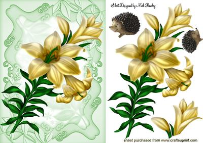 Cream Lilies with Little Hedgehogs