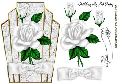 White Roses with Bow Art Deco Topper