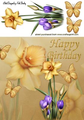 Golden Daffodils with Gold Butterflies 8x8