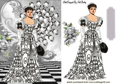 Vintage Lady in Black/white Gown with Diamonds