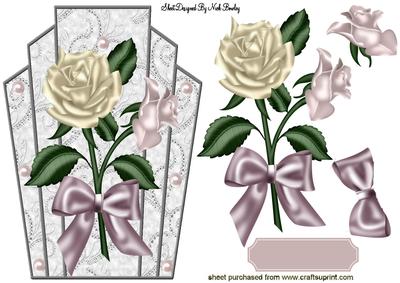 Cream & Pink Roses Art Deco Topper