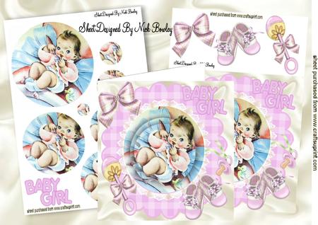 Cute Baby Girl with Bootees 8x8 Mini Kit