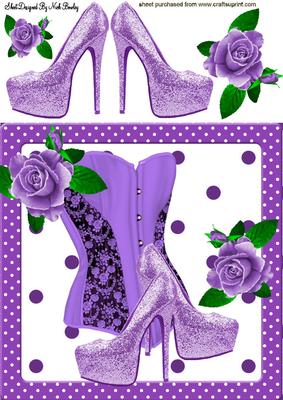 Pretty Purple Basque with Shoes & Roses 8x8