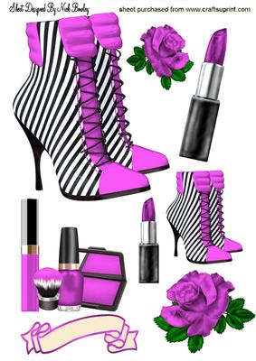 Pink Stripe Boot with Makeup and Rose