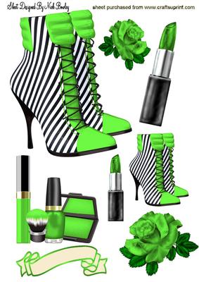 Green Stripe Boot with Makeup and Rose A4