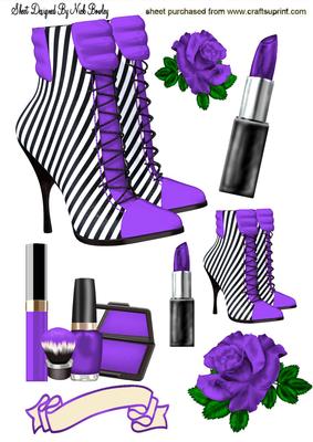 Purple Stripe Boot with Makeup and Rose A4
