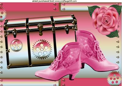 Ladies Steampunk Trunk with Boots & Rose A4