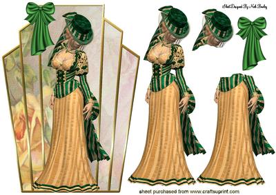 Vintage Lady with Bow in Art Deco Topper