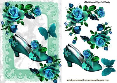 Vintage Shoes with Roses in Ornate Frame
