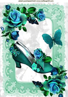 Vintage Shoes with Roses in Ornate Frame A4