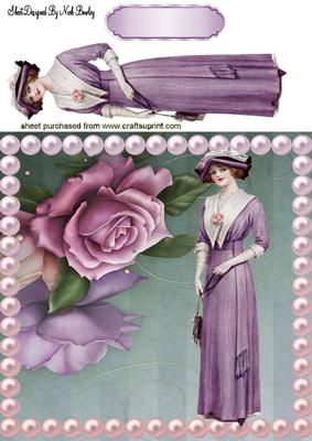 Vintage Elegance with Pretty Lady & Roses 8x8