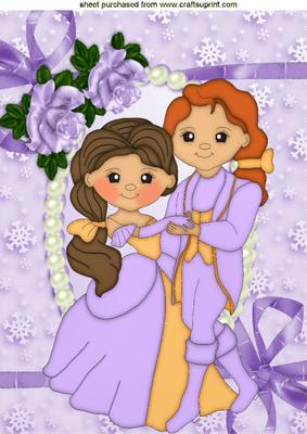 Prince & Princess, with Lilac Roses & Butterflies A4