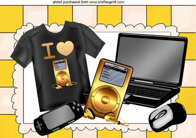 I Love My Mp3 Player & Laptop, I Wear the T Shirt A4