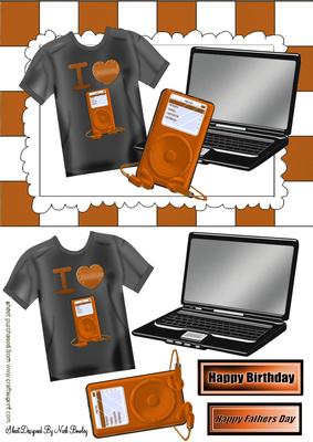 I Love My Mp3, and Laptop with Black/brown T Shirt