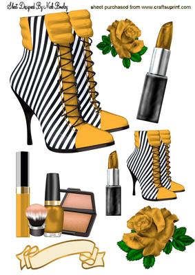 Gold Stripe Boot, Makeup Gold Roses A4