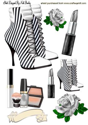 Black/white Stripe Boot, Makeup White Roses A4