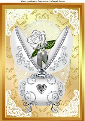 Silver Faberge Egg with Jewels and Rose with Gold A4